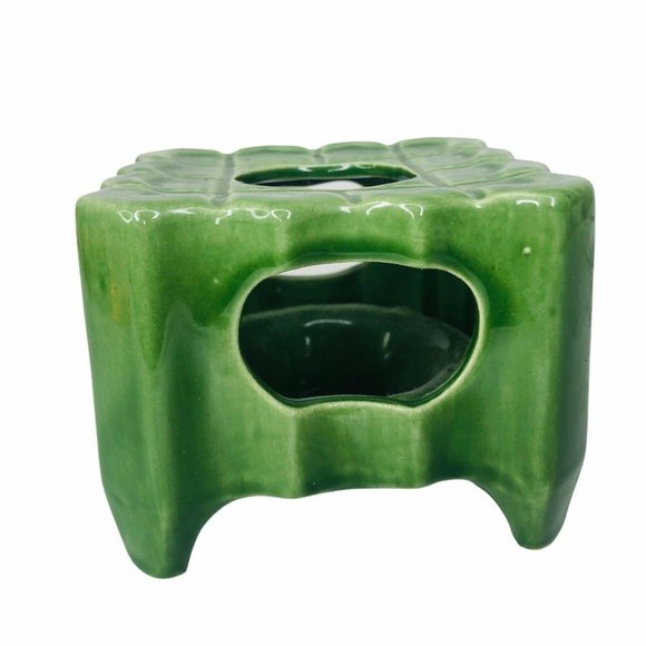 VTG Aloa Tea Light Candle Holder Green Ceramic - Picture 6 of 7